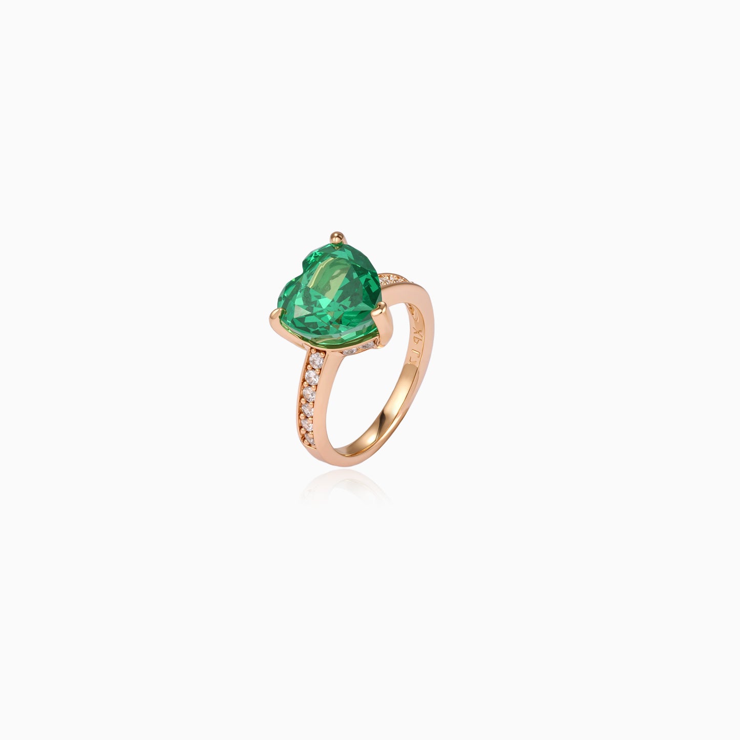 Emerald Heart Solitaire Ring