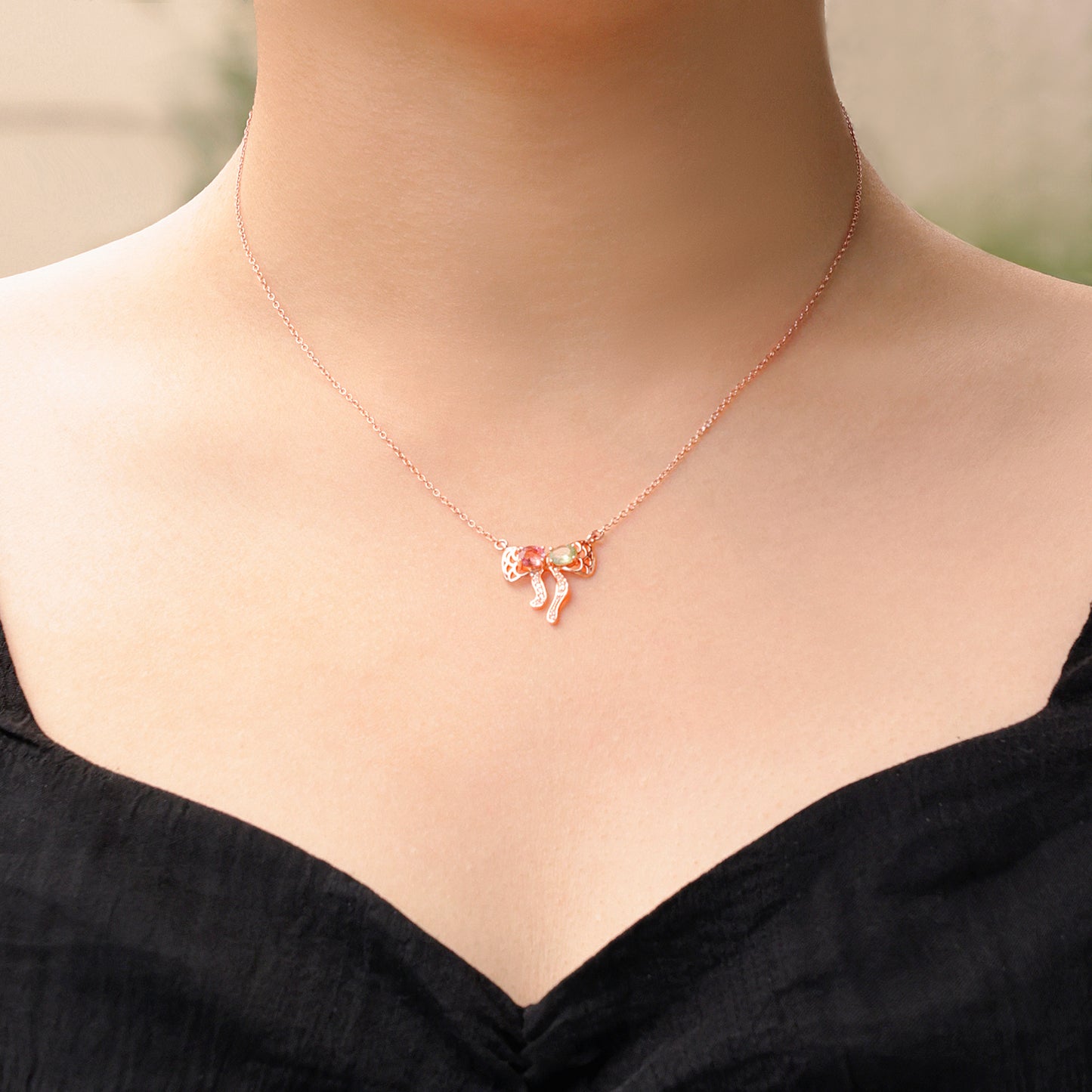 Tourmaline Bow Hugging Pendant