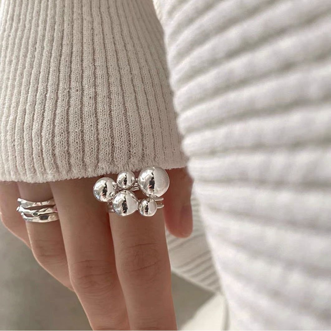 Cluster Silver Bubble Ring