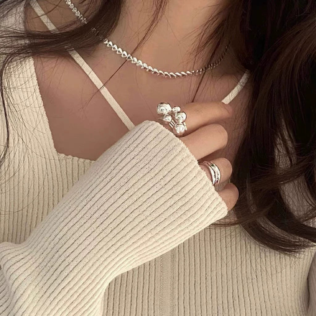 Cluster Silver Bubble Ring