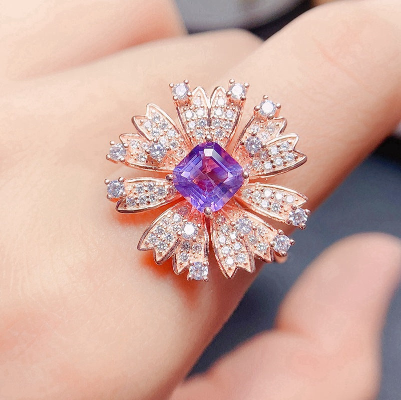 Floral Burst Amethyst Ring