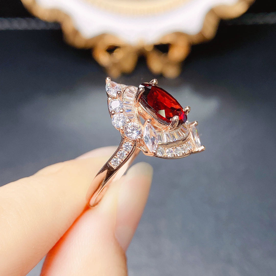 Bold Halo Statemetn Garnet Ring