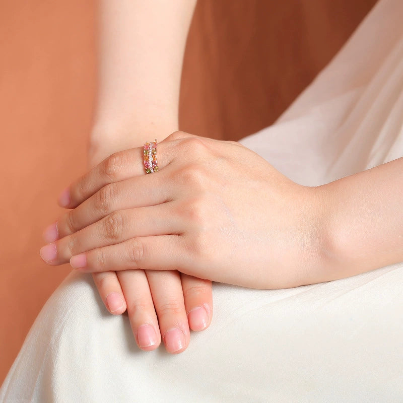Stack Wheat Ear Tourmaline Ring