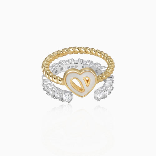 Heart Stacking Rings 2Pcs