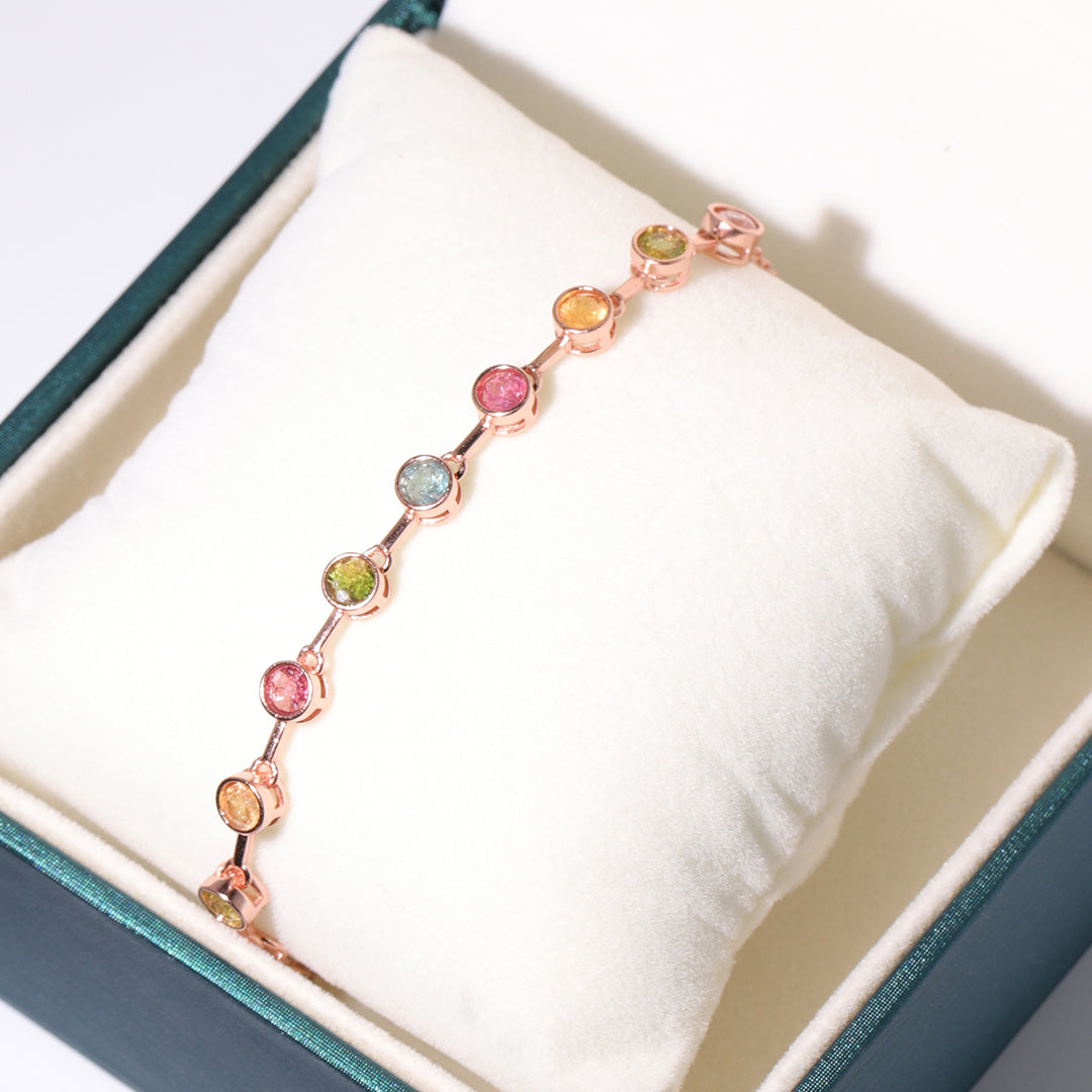 Rainbow Circular Tourmaline Bracelet