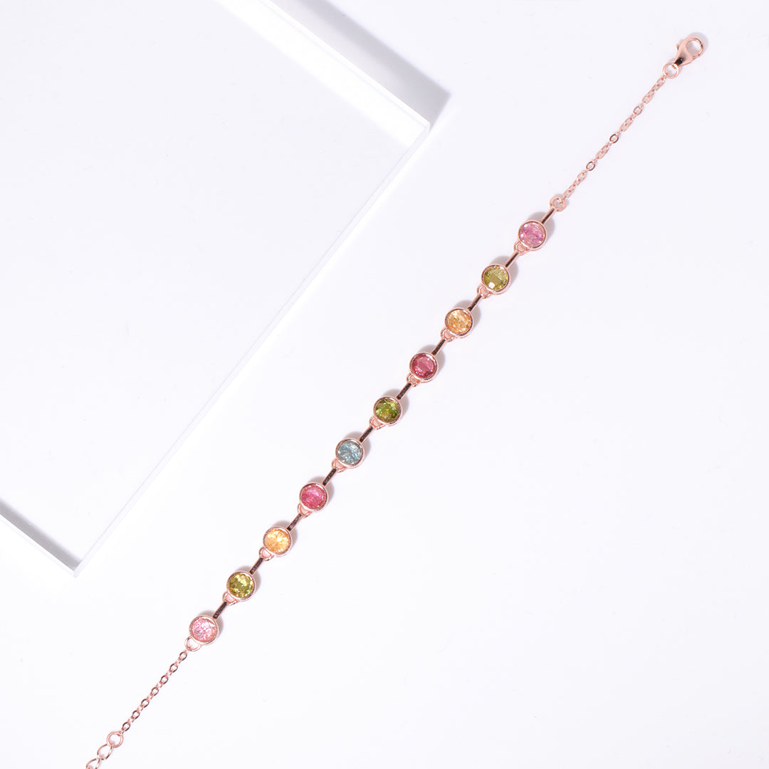 Rainbow Circular Tourmaline Bracelet
