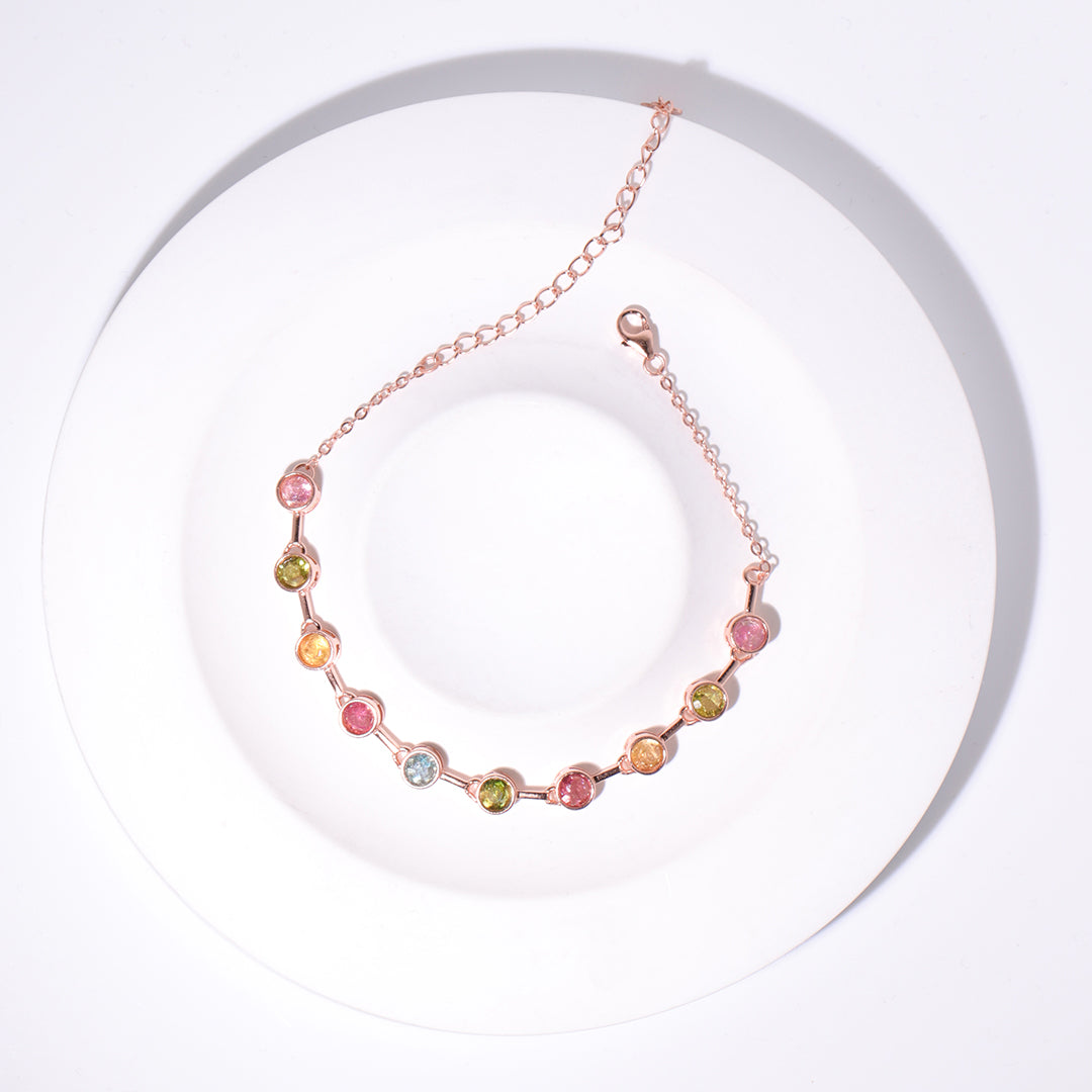 Rainbow Circular Tourmaline Bracelet
