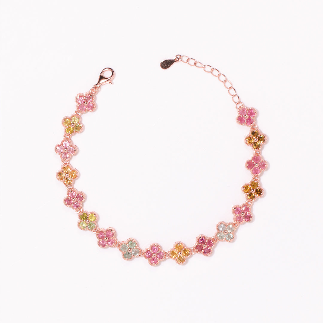 Four-leaf motif Tourmaline Bracelet