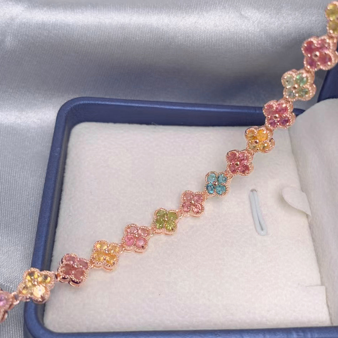 Four-leaf motif Tourmaline Bracelet