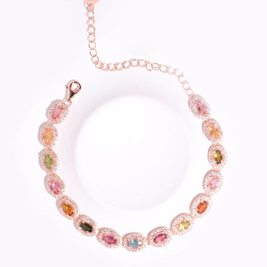 Inlay Oval Tourmaline Bracelet
