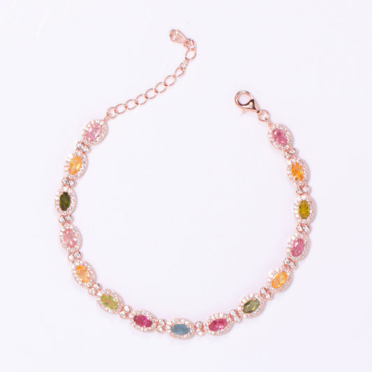 Oval Rainbow Galaxy Tourmaline Bracelet