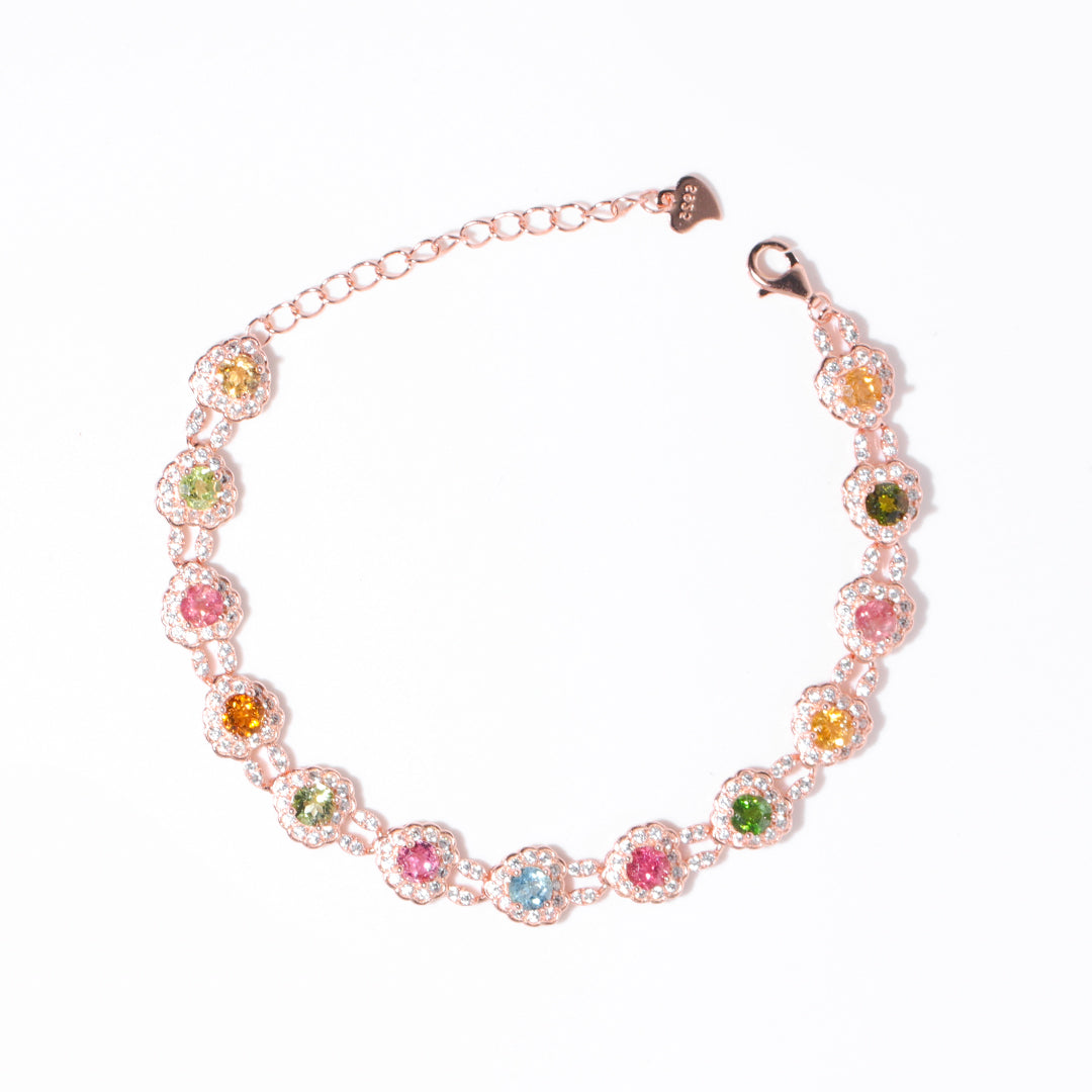 Heart Rainbow Galaxy Tourmaline Bracelet