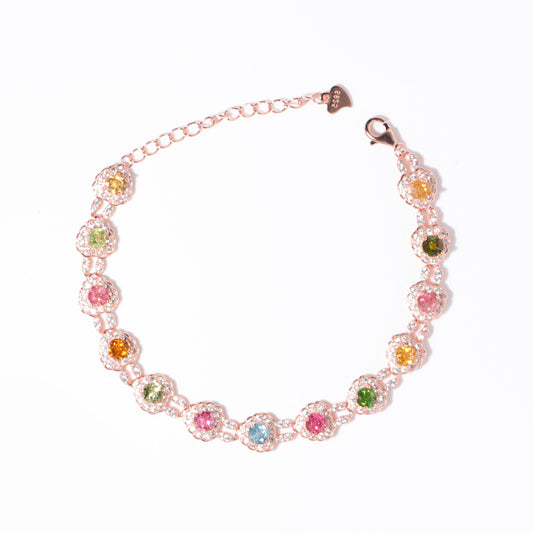 Heart Rainbow Galaxy Tourmaline Bracelet