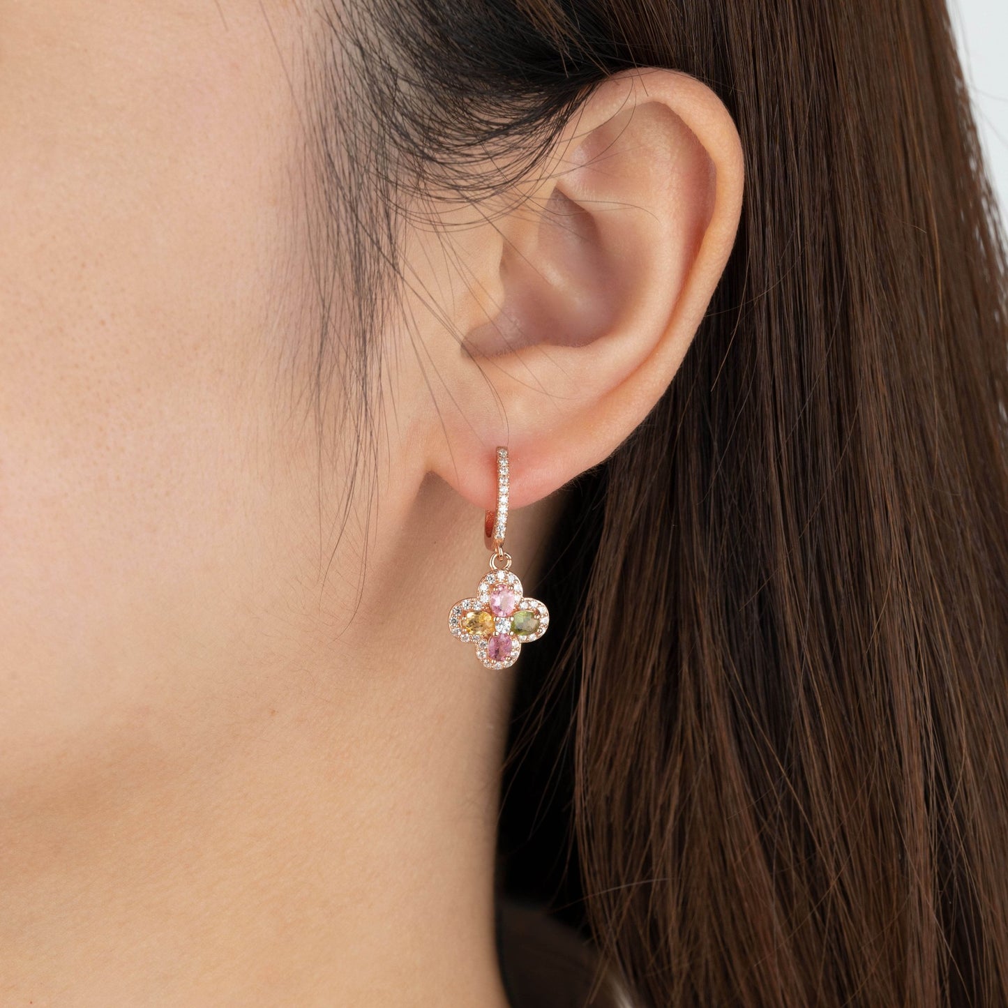 Four-Leaf Harmony Tourmaline Earrings