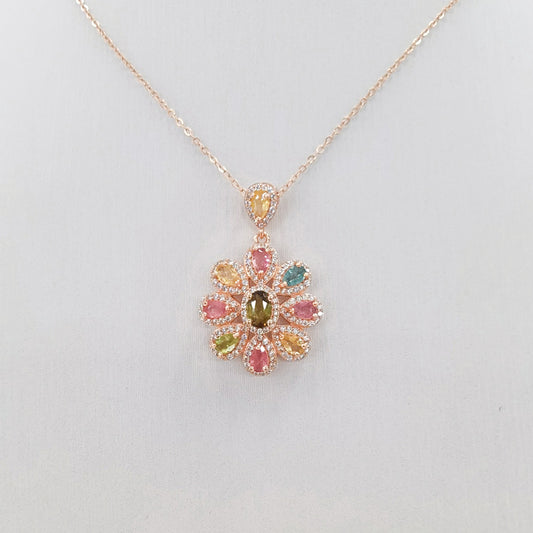 Flower Parrten Tourmaline Pendant