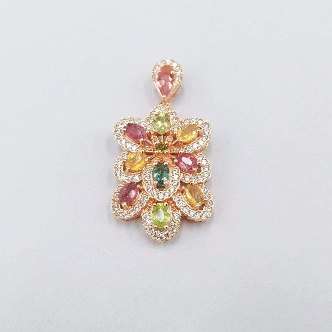 Multi-Color Gypsohila Tourmaline Pendant