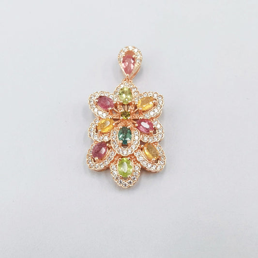 Multi-Color Gypsohila Tourmaline Pendant