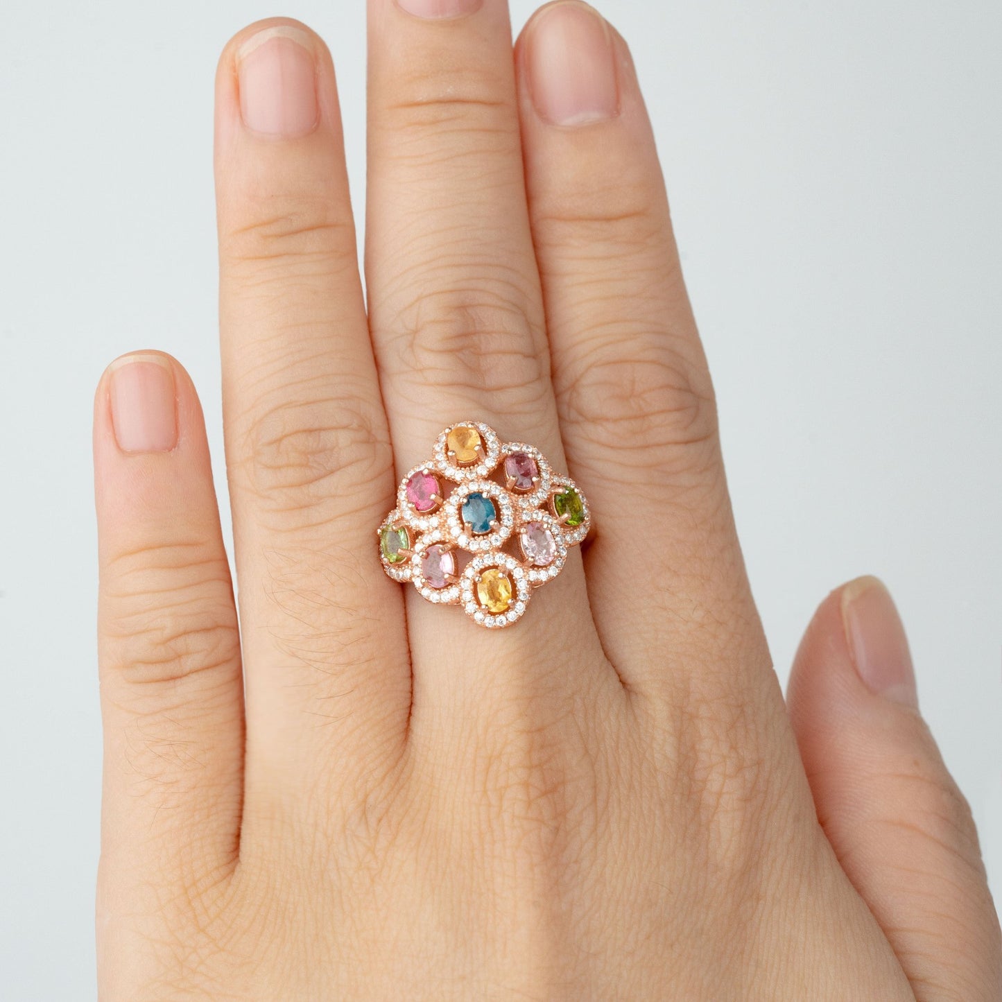 Ethereal Rainbow Garden Tourmaline Ring