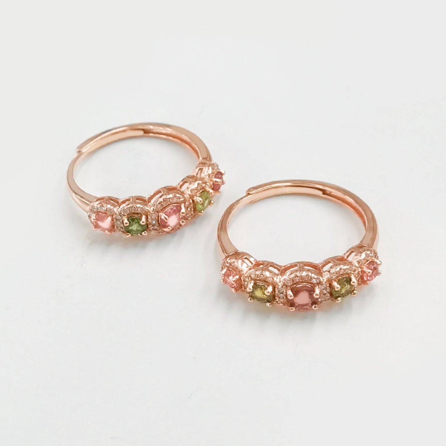 Double-Color Simple Tourmaline Ring