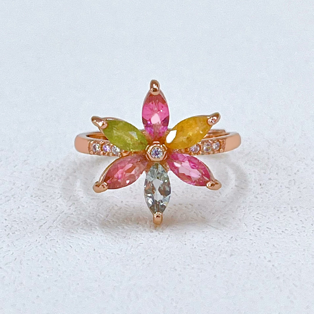 Hexagon Flower Tourmaline Ring