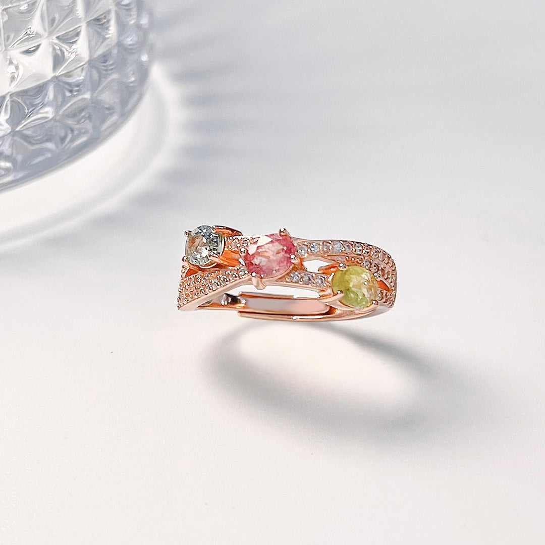 Three Color Mysterious Tourmaline Ring