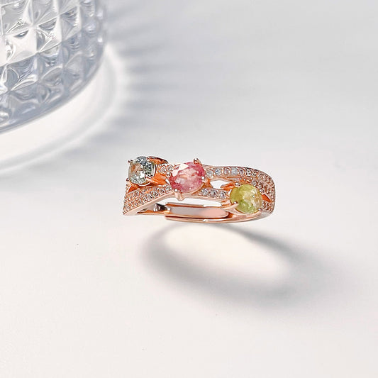 Three Color Mysterious Tourmaline Ring