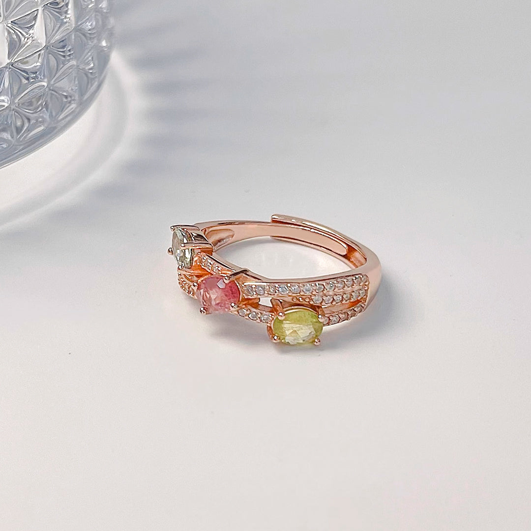 Three Color Mysterious Tourmaline Ring