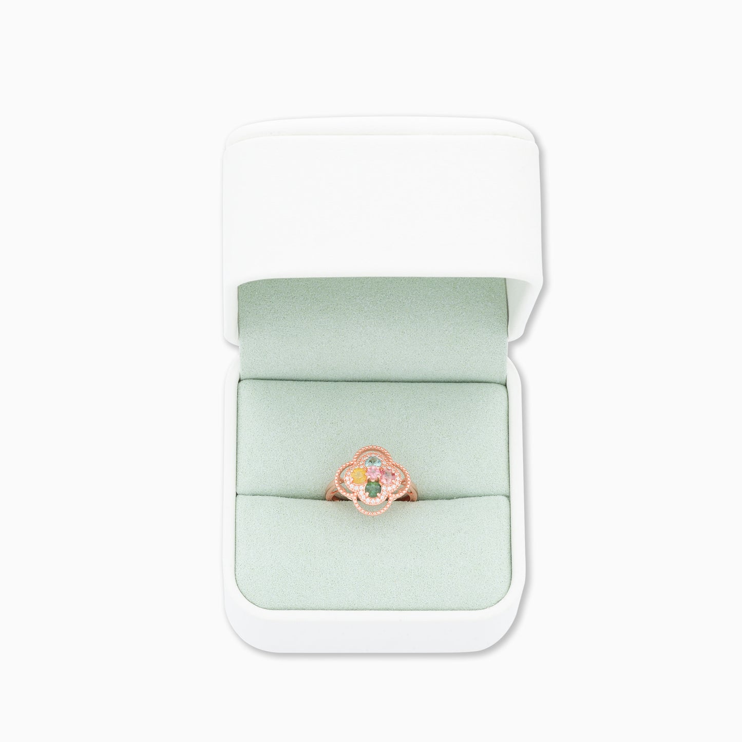 Four Leaf Flower Tourmaline Ring