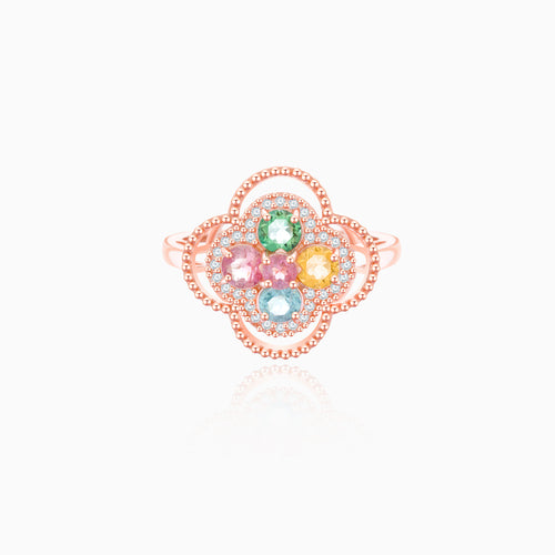 Four Leaf Flower Tourmaline Ring