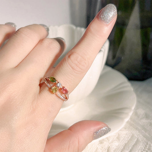 Multi-Color Galaxy Tourmaline Ring