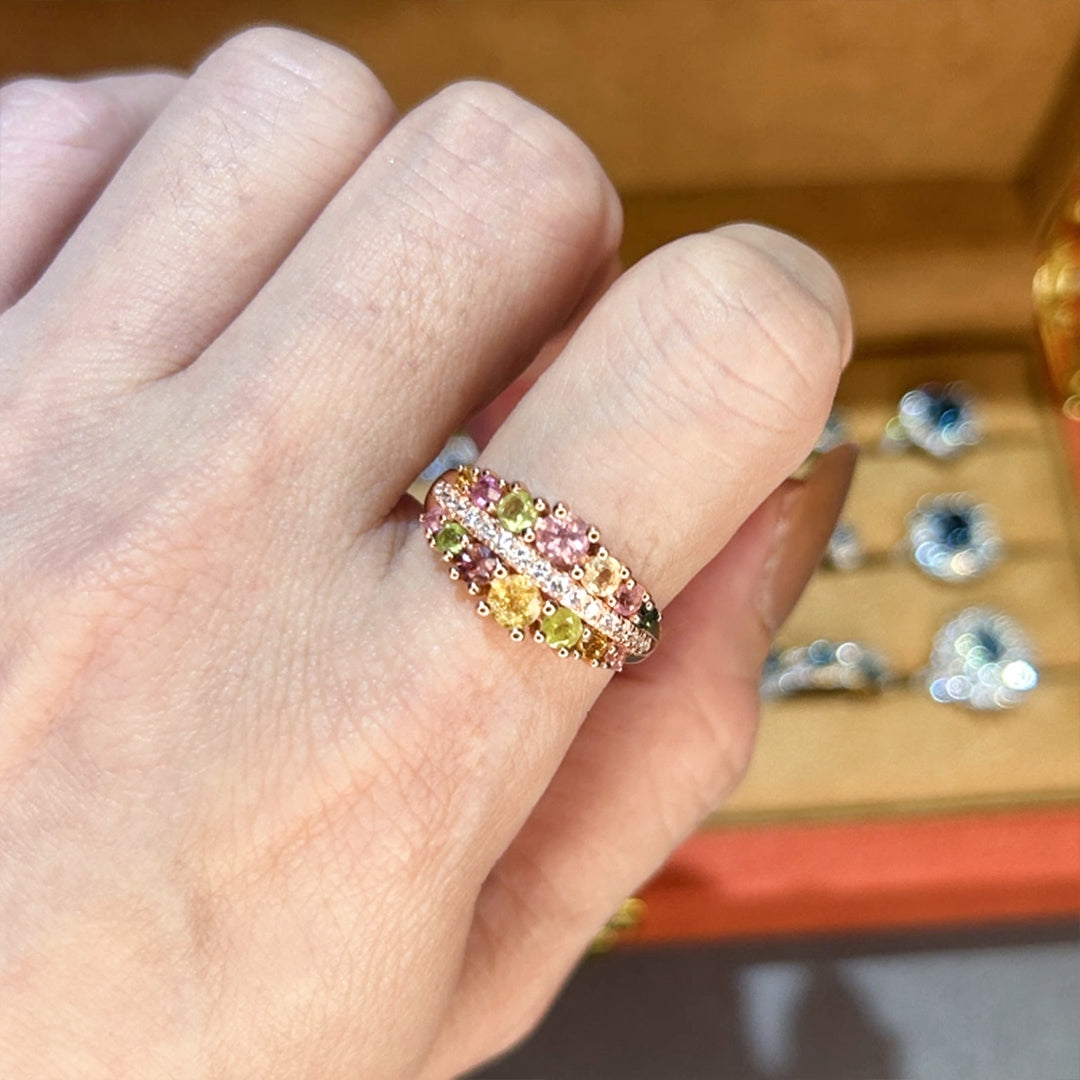 Multi-Color Galaxy Tourmaline Ring