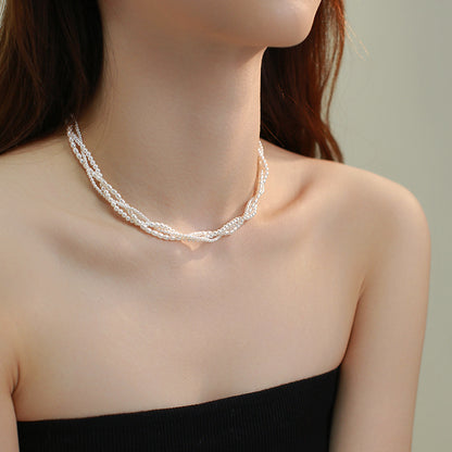 14K Rolled Gold Triple - Layer Pearl Necklace