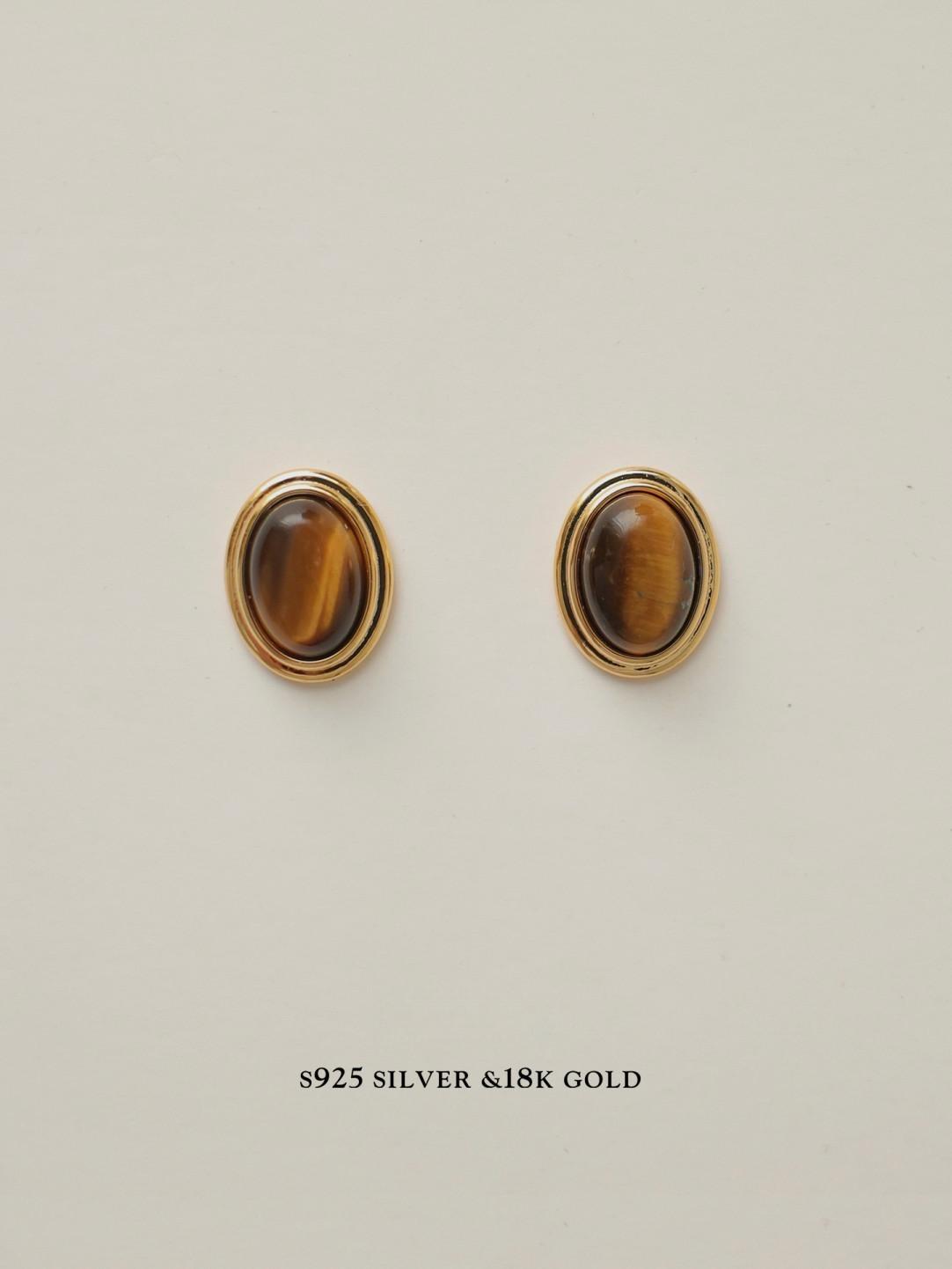 Vintage Gold Plated Tiger Eye Bead Earrings