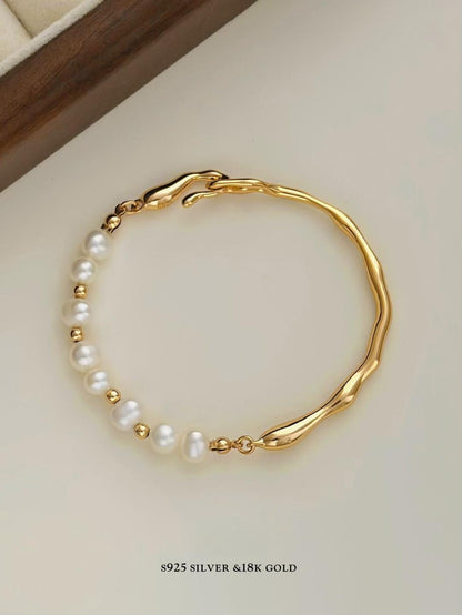 Unevenness Pearl S925 Gold Plated Bracelet