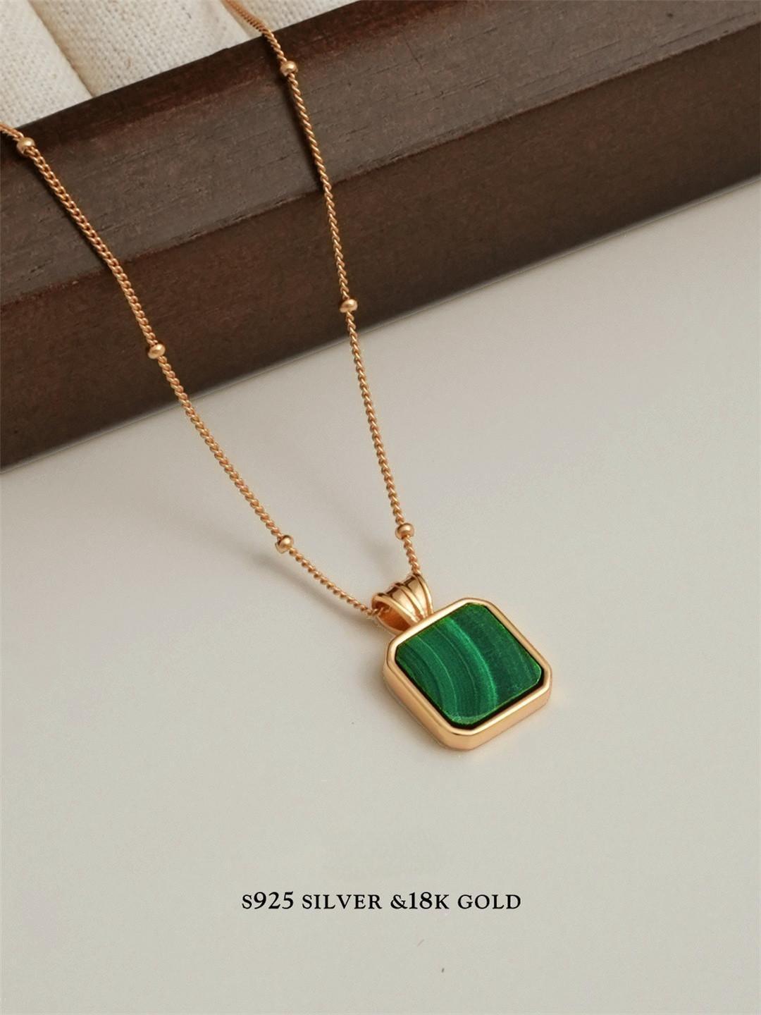 Malachite S925 Gold Plated Necklace