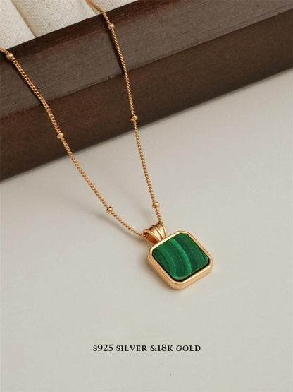 Malachite S925 Gold Plated Necklace