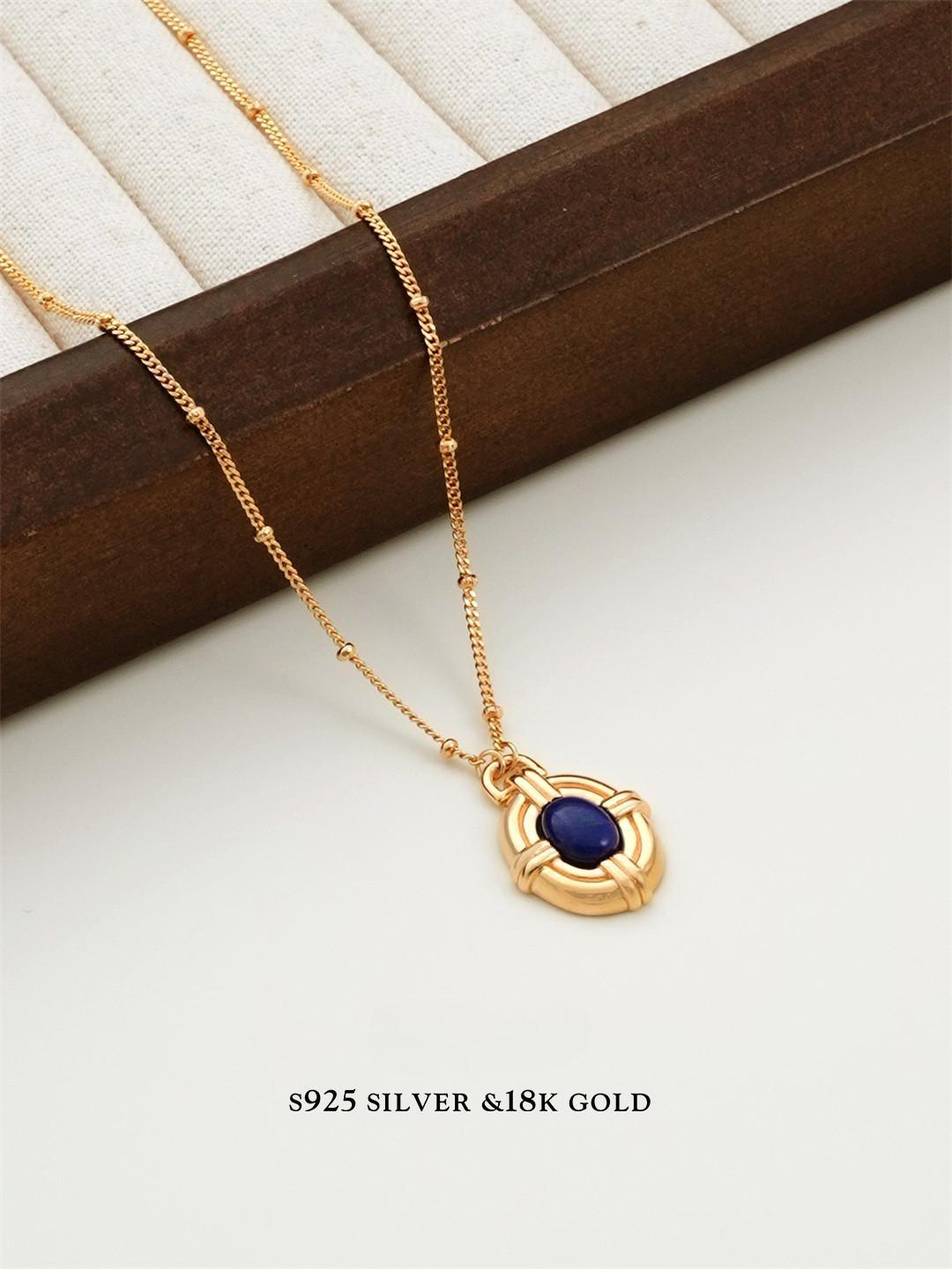 Vintage Lapis Lazuli Gold Plated Necklace