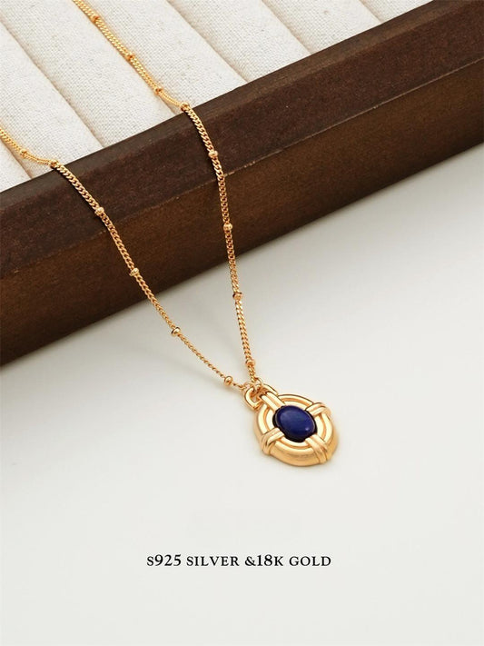 Vintage Lapis Lazuli Gold Plated Necklace