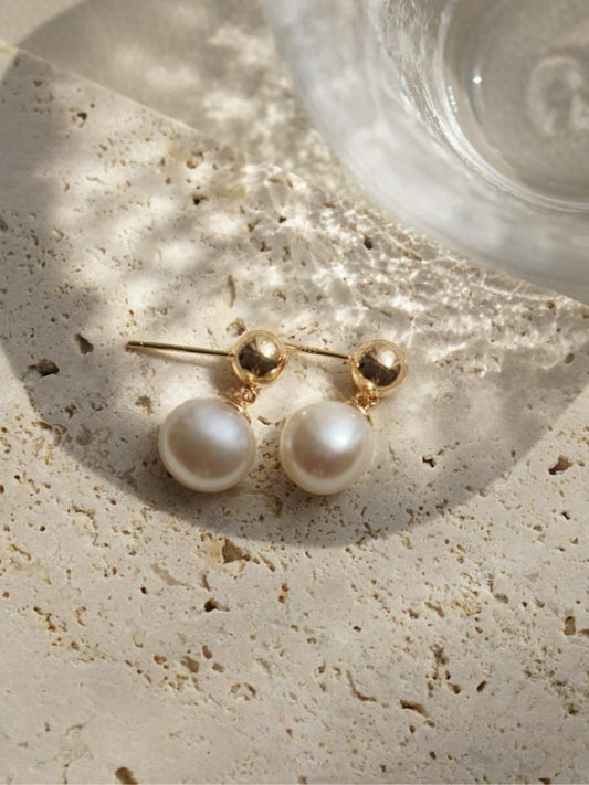 Baroque Freshwater Pearl Gold Plated Stud Earrings