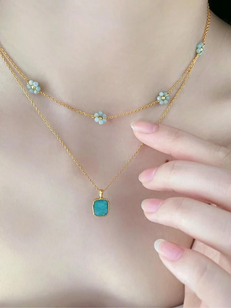 Floral Natural Stone Beaded Necklace