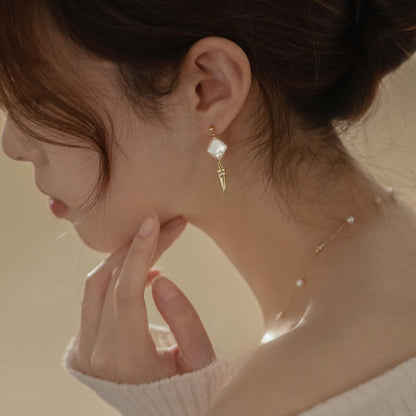 Irregular Baroque Pearl Cone Stud Earrings