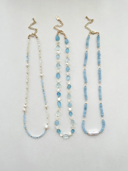 Aquamarine Natural Shell Pearl Necklace