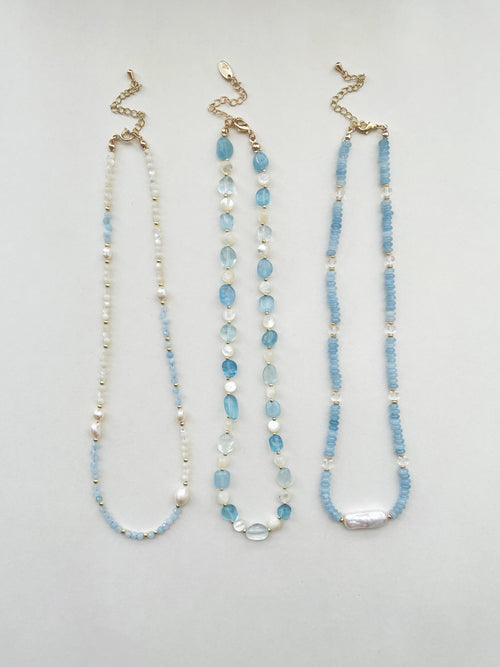 Aquamarine Natural Shell Pearl Necklace