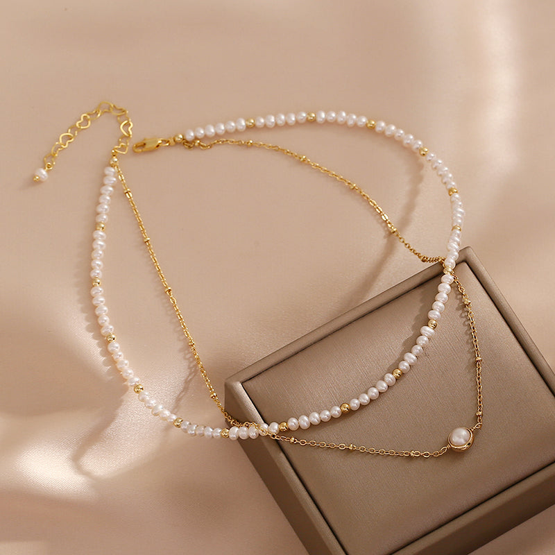 Elegance Double-Layer Pearl Choker Necklace