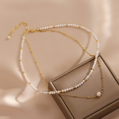 Elegance Double-Layer Pearl Choker Necklace