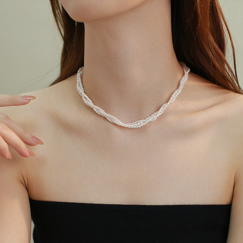 14K Rolled Gold Triple - Layer Pearl Necklace