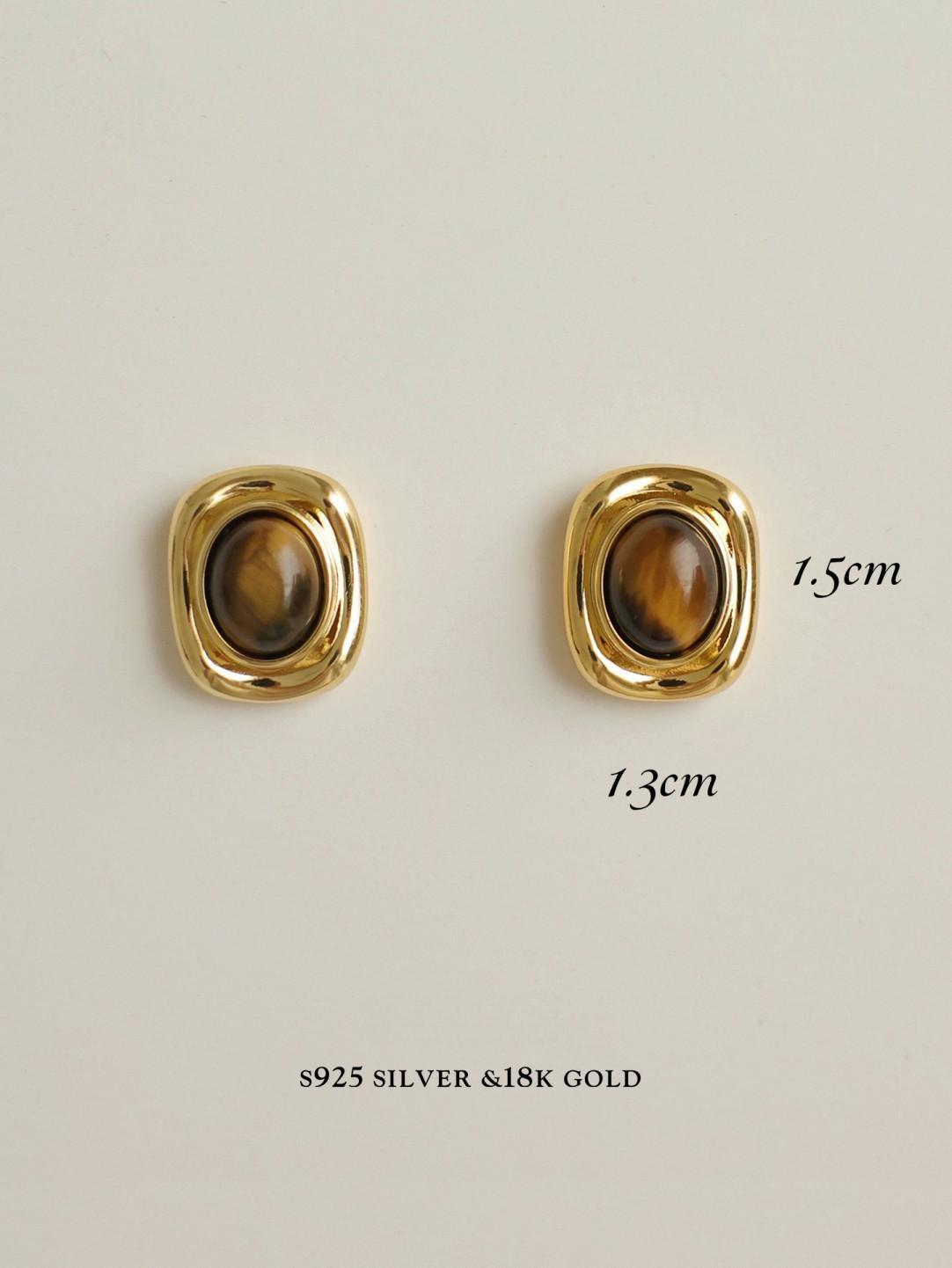Gold Plated Tiger Eye Stone Earrings