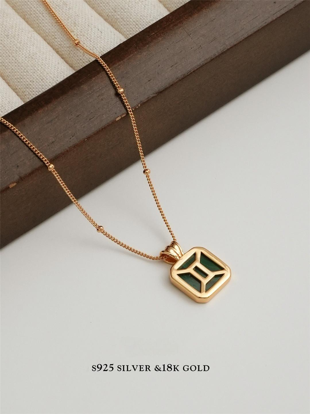 Malachite S925 Gold Plated Necklace
