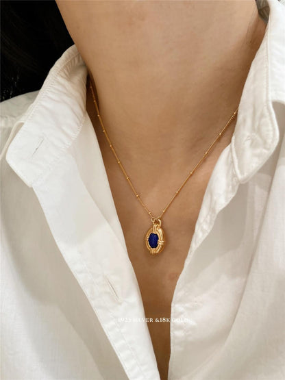 Vintage Lapis Lazuli Gold Plated Necklace