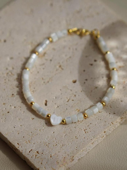 Natural Shell Heart Gold Plated Bracelet